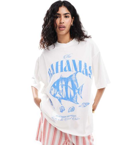 T-shirt oversize color crema con grafica Bahamas - ASOS DESIGN - Modalova