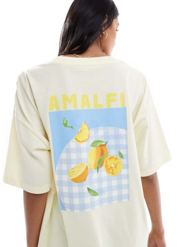 T-shirt oversize color limone con stampa grafica di limoni di Amalfi - ASOS DESIGN - Modalova