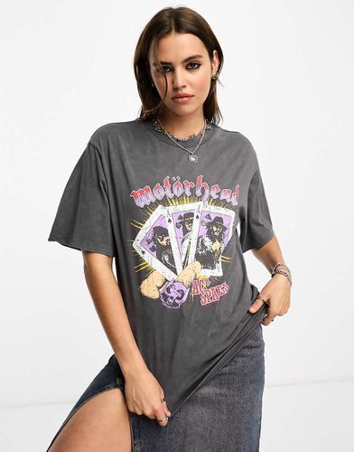 T-shirt oversize antracite slavato con grafica "Motorhead" su licenza - ASOS DESIGN - Modalova