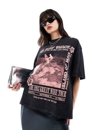 T-shirt oversize slavato con grafica "Surf Shack" - ASOS DESIGN - Modalova