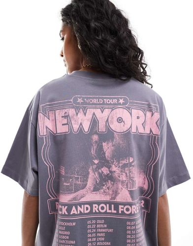 T-shirt oversize grigia con grafica "New York" - ASOS DESIGN - Modalova