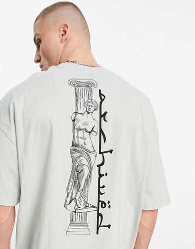 T-shirt oversize grigia con stampa di statua - ASOS DESIGN - Modalova