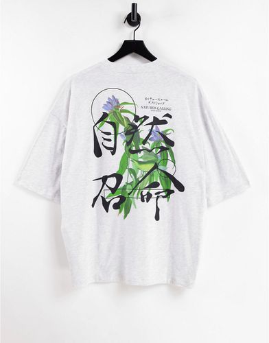 T-shirt oversize in misto cotone mélange con stampa di uccello sul retro - LGREY - ASOS DESIGN - Modalova