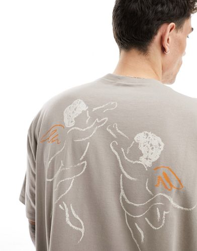 T-shirt oversize con motivo rinascimentale lineare sul retro - ASOS DESIGN - Modalova