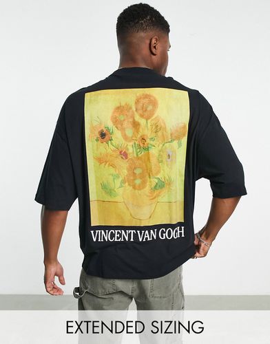 T-shirt oversize nera con stampa Girasoli di Van Gogh - ASOS DESIGN - Modalova