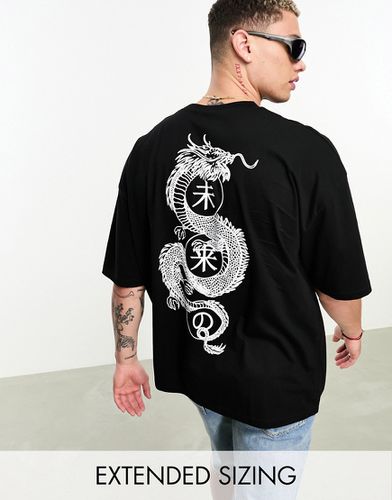 T-shirt oversize nera con stampa di dragone sul retro - ASOS DESIGN - Modalova