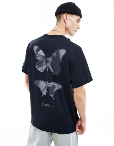 T-shirt oversize nera con stampa di farfalla sulla schiena - ASOS DESIGN - Modalova