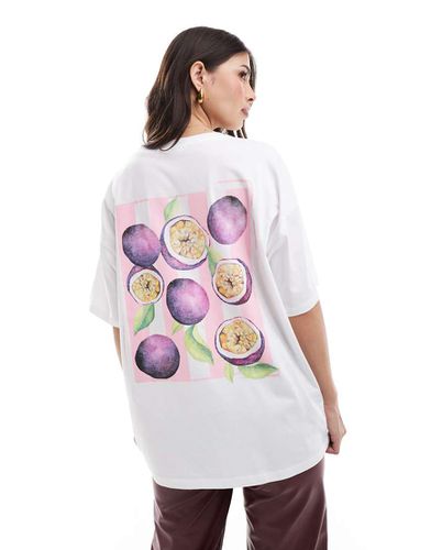 T-shirt oversize nera con stampa di frutto della passione acquerello - ASOS DESIGN - Modalova