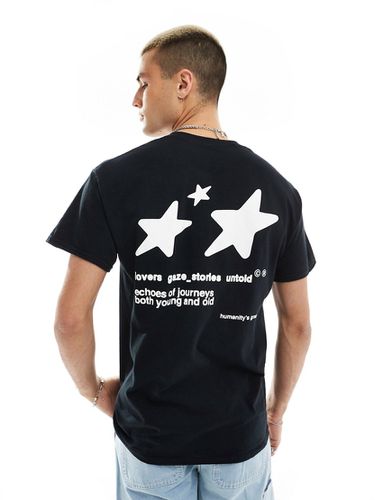 T-shirt oversize nera con stampa di stelle sul petto e sulla schiena - ASOS DESIGN - Modalova