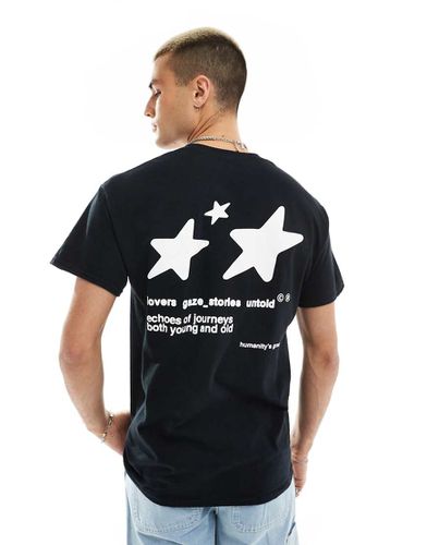 T-shirt oversize nera con stampa di stelle sul petto e sulla schiena - ASOS DESIGN - Modalova