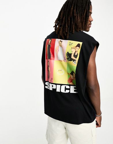 T-shirt oversize nera senza maniche con stampe Spice Girls - ASOS DESIGN - Modalova