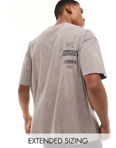 T-shirt oversize pesante 220 gsm slavato con scritta "NYC" stampata - ASOS DESIGN - Modalova