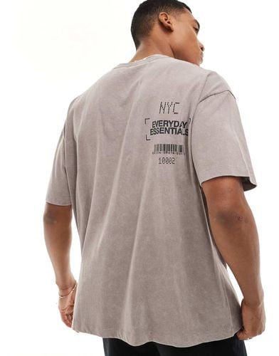 T-shirt oversize pesante 220 gsm slavato con scritta "NYC" stampata - ASOS DESIGN - Modalova