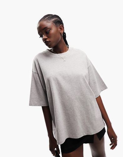 T-shirt oversize pesante mélange con spacchi laterali - ASOS DESIGN - Modalova