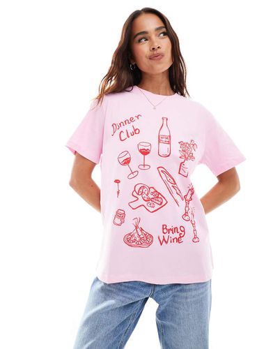 T-shirt oversize con stampa a tema cena - ASOS DESIGN - Modalova