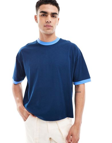 T-shirt oversize squadrata blu con bordi a contrasto - ASOS DESIGN - Modalova