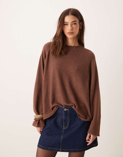 Top oversize super morbido marrone con maniche raglan - ASOS DESIGN - Modalova