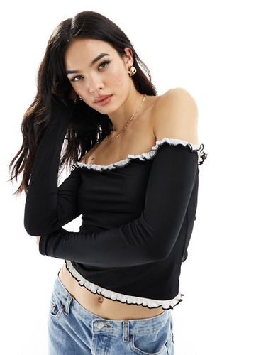 Top alla bardot con volant a contrasto - ASOS DESIGN - Modalova