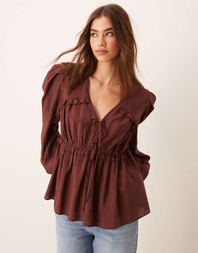 Top allacciato davanti con dettagli arricciati - ASOS DESIGN - Modalova