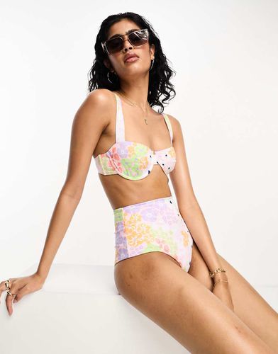 Top bikini mix and match con ferretto in tonalità pastello a fiorellini - ASOS DESIGN - Modalova