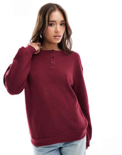 Top bordeaux a coste con scollo serafino - ASOS DESIGN - Modalova