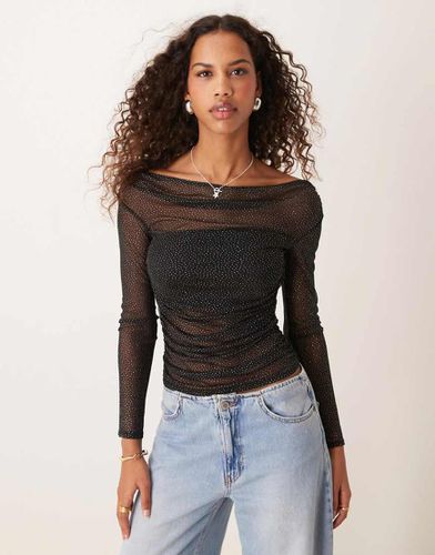 Top raccolto glitterato in rete con spalle scoperte - ASOS DESIGN - Modalova