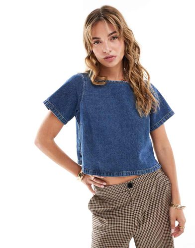 Top squadrato in denim indaco - ASOS DESIGN - Modalova