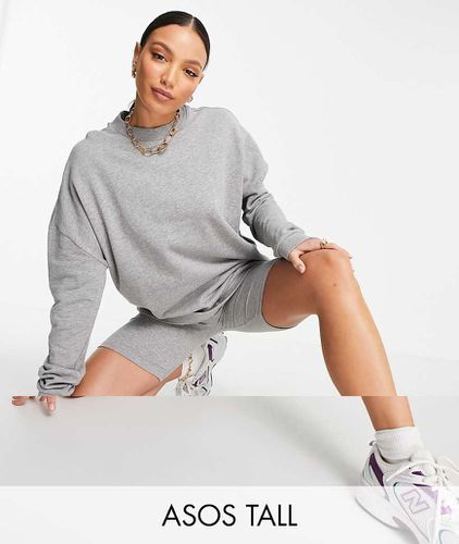 ASOS DESIGN Tall - Tuta sportiva con felpa oversize e leggings corti a coste mélange - ASOS Tall - Modalova