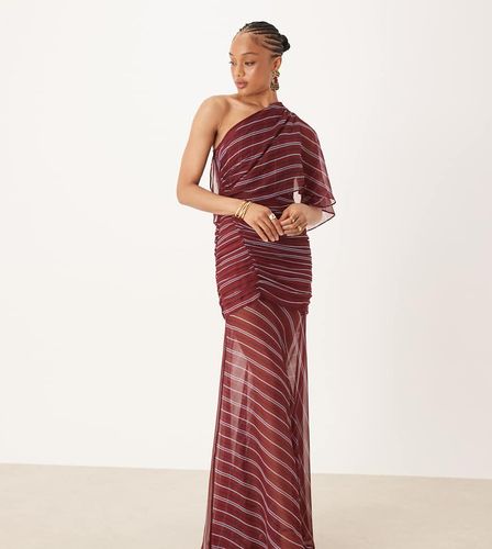 ASOS DESIGN Tall - Robe longue asymétrique rayée à corsage froncé et détail cape - Baie - Asos Tall - Modalova