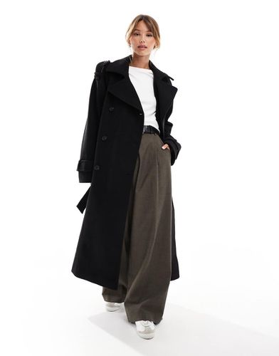 Trench effetto lana nero elegante - ASOS DESIGN - Modalova