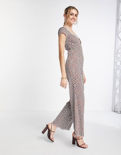 Tuta jumpsuit a scacchi ondulati con apertura a goccia con clip - ASOS DESIGN - Modalova