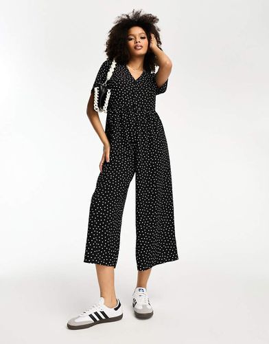 Tuta jumpsuit da giorno a maniche corte monocromatica a pois - ASOS DESIGN - Modalova