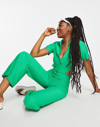 Tuta jumpsuit in jersey a coste con colletto stile rétro - ASOS DESIGN - Modalova