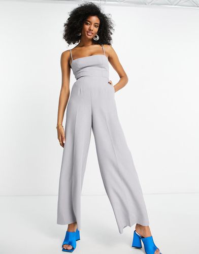 Tuta jumpsuit sartoriale mélange a fondo ampio con fascette sottili sul retro - ASOS DESIGN - Modalova