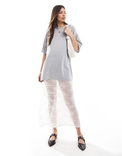 Vestito T-shirt mélange con gonna in pizzo - ASOS DESIGN - Modalova