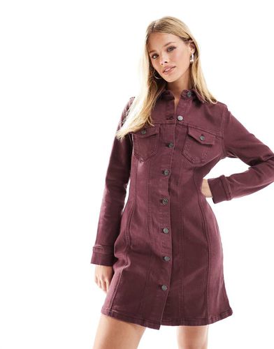 Vestito corto aderente in denim bordeaux - ASOS DESIGN - Modalova