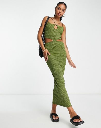 Vestito lungo verde mélange con design a fascette e gonna a vita bassa - ASOS DESIGN - Modalova