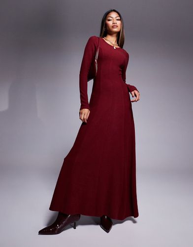 Vestito lungo a maniche lunghe morbidissimo bordeaux con cuciture - ASOS DESIGN - Modalova