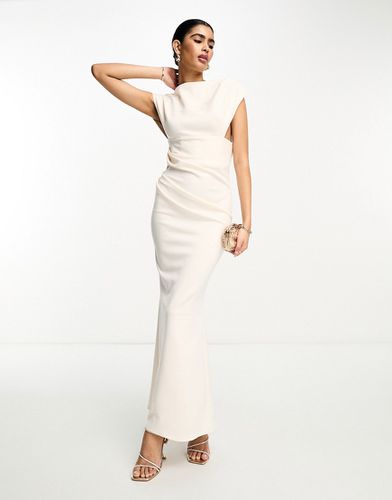 Vestito lungo asimmetrico accollato stile minimal color crema - ASOS DESIGN - Modalova