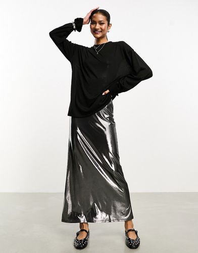 Vestito lungo con spalline sottili 2 in 1 in metallizzato con felpa sovrapposta - ASOS DESIGN - Modalova