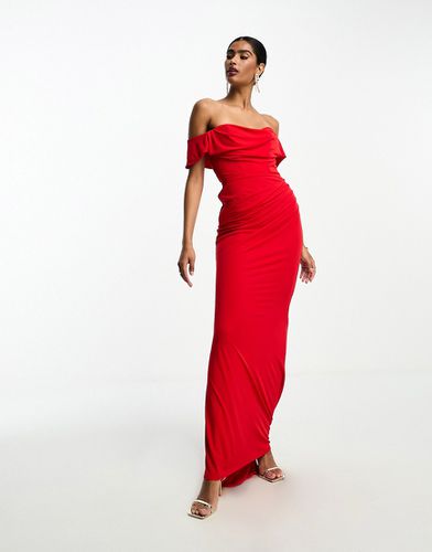 Vestito lungo premium rosso con scollo Bardot - ASOS DESIGN - Modalova