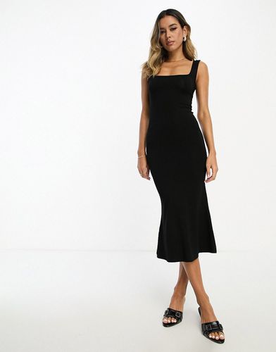 Vestito midi nero con scollo squadrato - ASOS DESIGN - Modalova