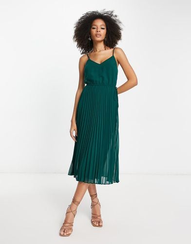 Vestito midi a pieghe con spalline sottili e coulisse in vita - ASOS DESIGN - Modalova