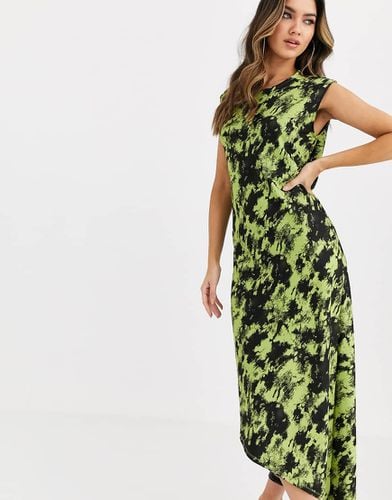 Vestito midi accollato tie-dye nero e verde - ASOS DESIGN - Modalova