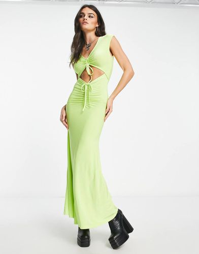 Vestito midi color lime senza maniche con arricciatura e cut-out - ASOS DESIGN - Modalova