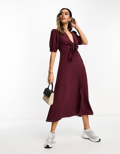 Vestito midi granata allacciato sul davanti con bottoni - ASOS DESIGN - Modalova