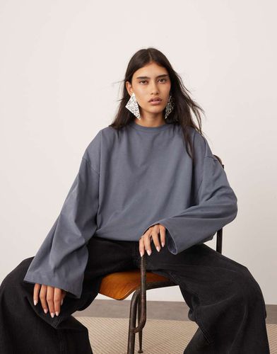 Maglietta a maniche lunghe oversize in cotone premium pesante ardesia - ASOS EDITION - Modalova