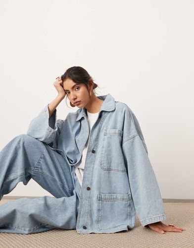 Mansy - Camicia giacca in denim oversize lavaggio candeggiato - ASOS EDITION - Modalova