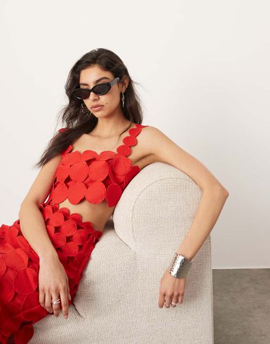 Crop top rosso appariscente con dettagli circolari in coordinato - ASOS EDITION - Modalova