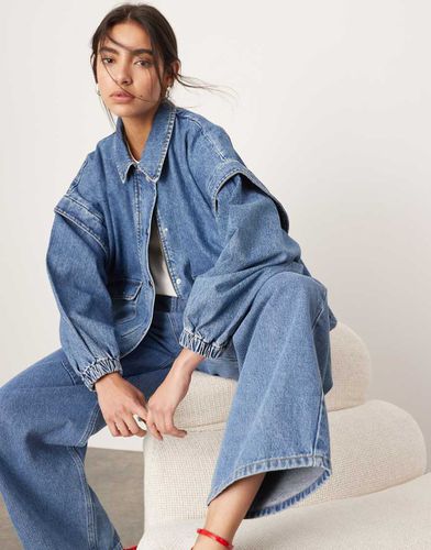 Giacca bomber in denim medio con colletto - ASOS EDITION - Modalova